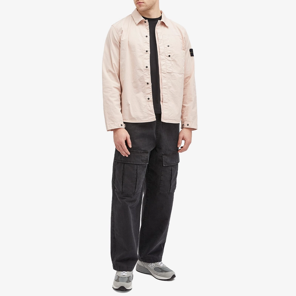 Stone Island Men's Supima Cotton Twill Stretch-TC Button Shirt Jacket Antique Rose